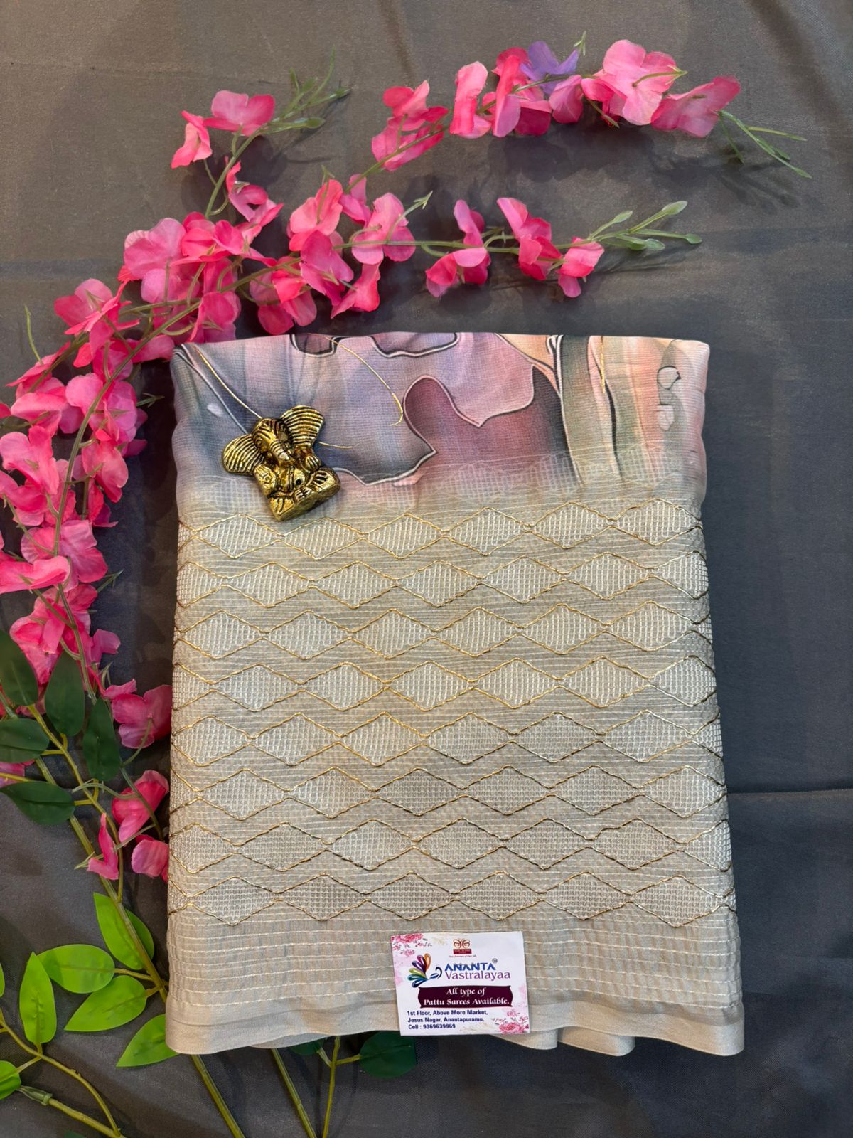 Chiffon – Digital Print Saree with Designer Border & Blouse