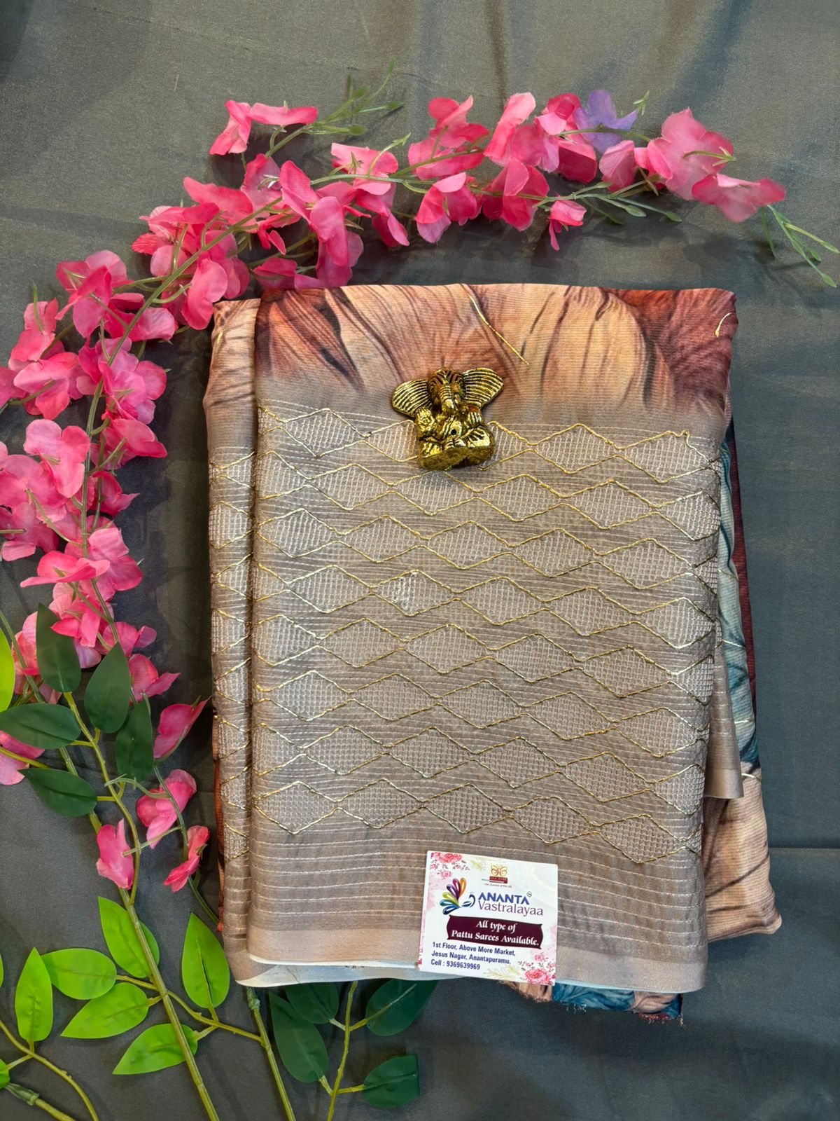 Chiffon – Digital Print Saree with Designer Border & Blouse