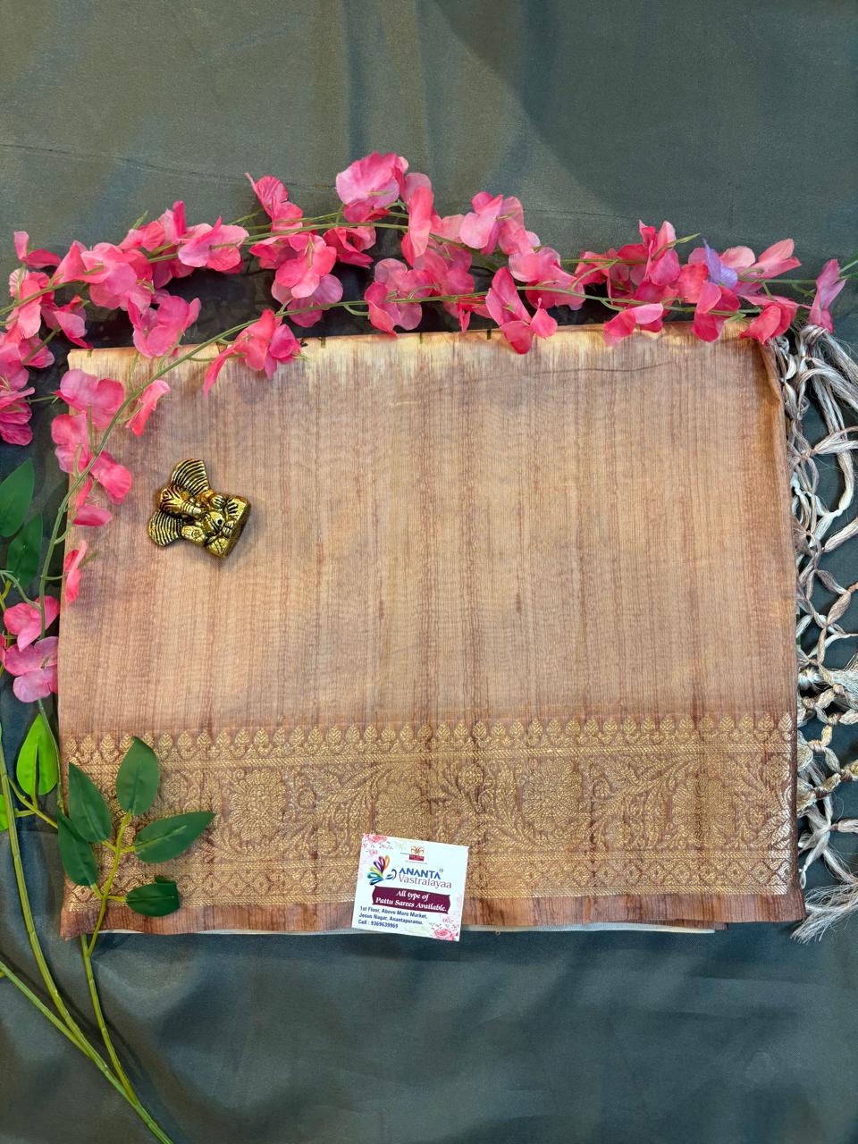 Light Pink Silky Tussar Saree