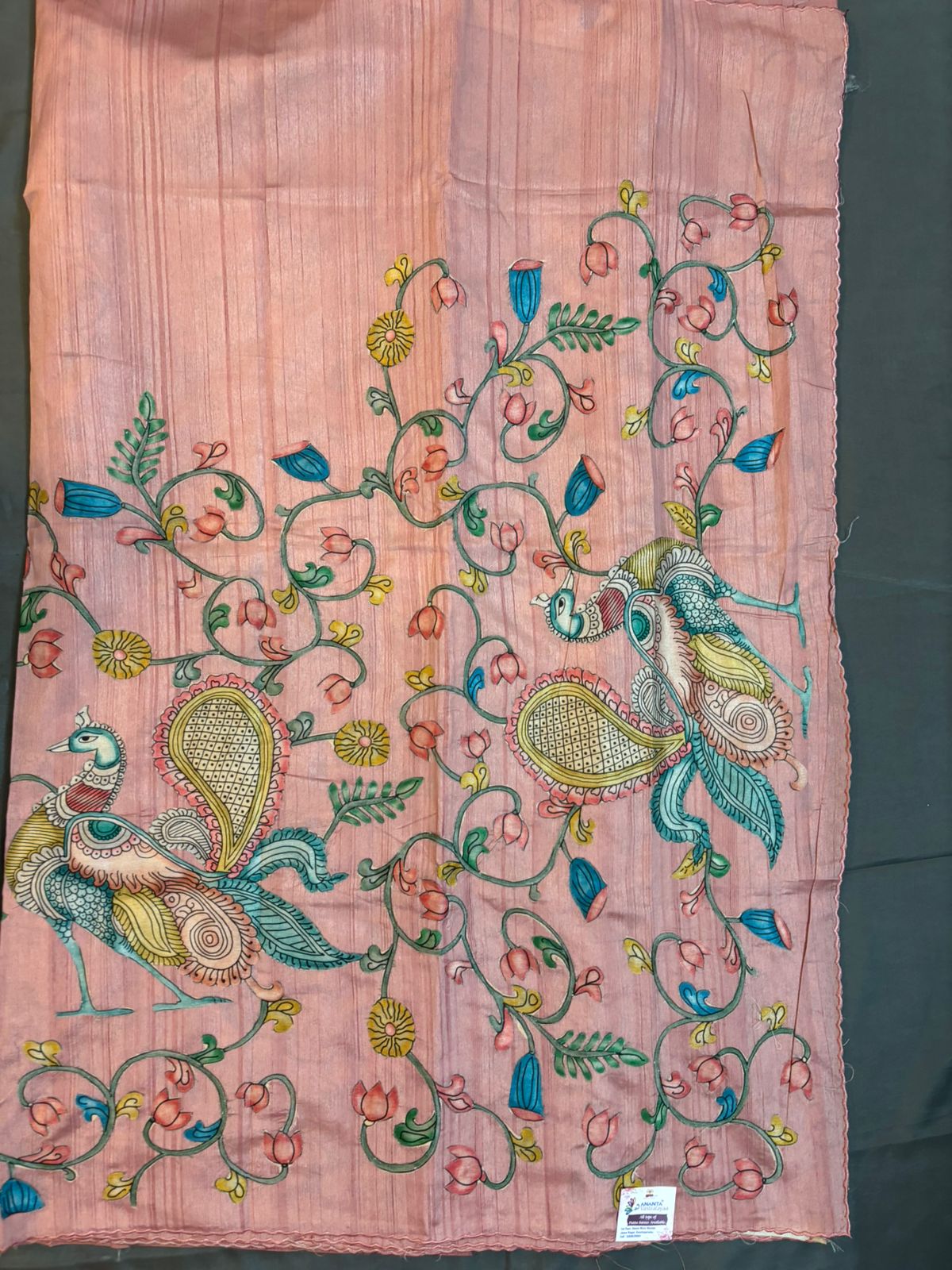 Peach Applique Work saree