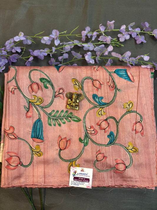 Peach Applique Work saree