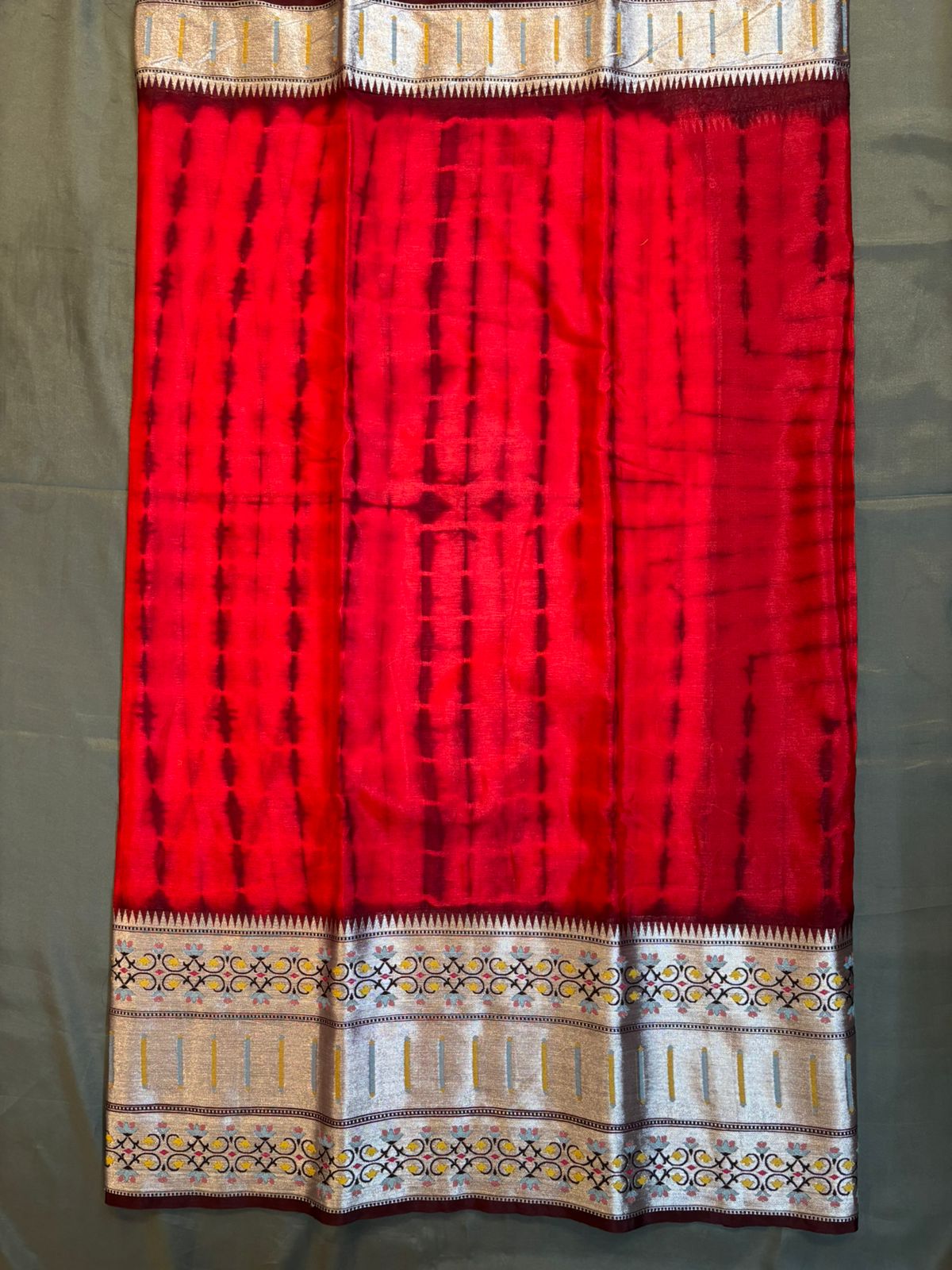 Red Raw-Mango Silk Saree