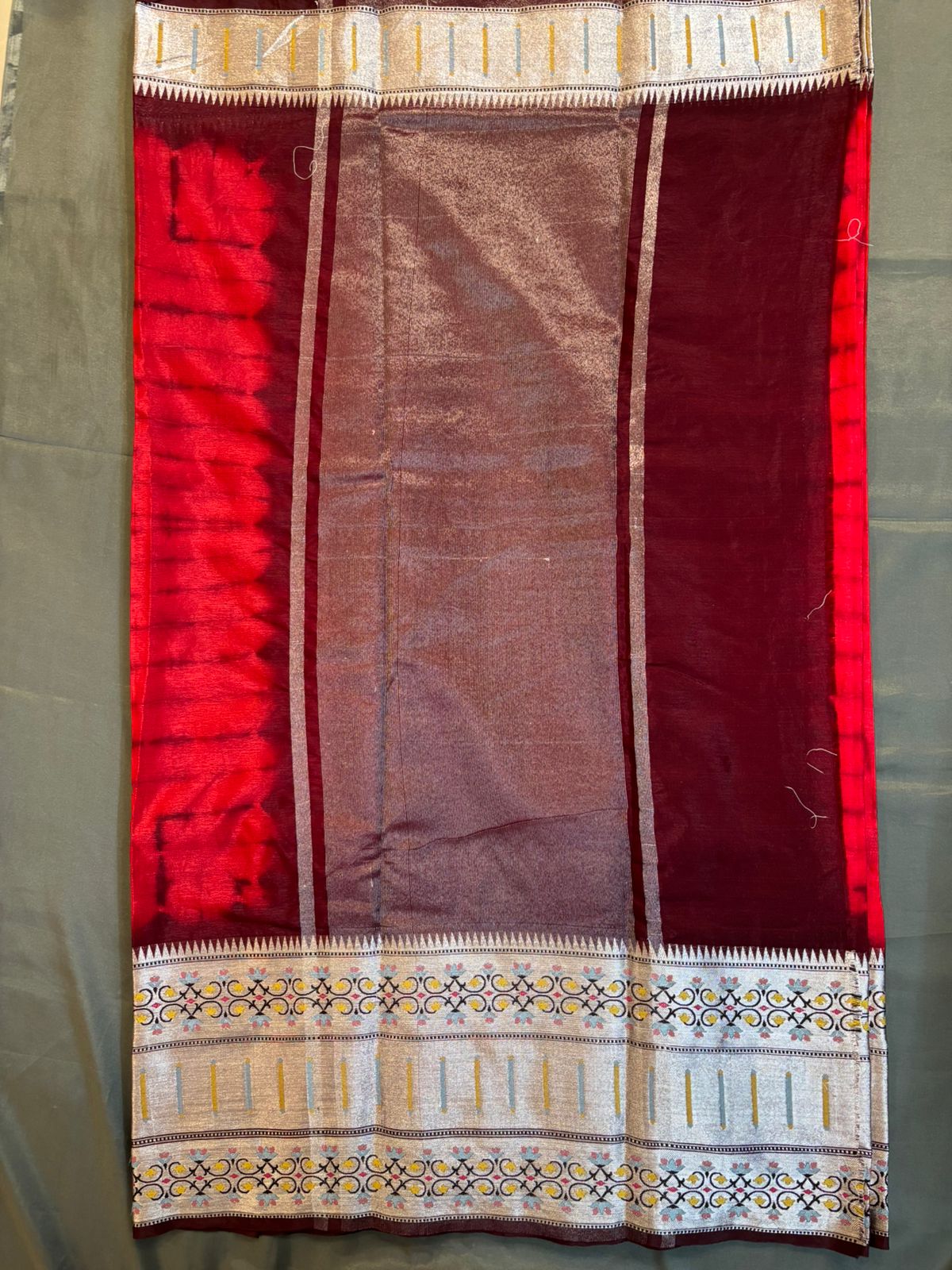 Red Raw-Mango Silk Saree