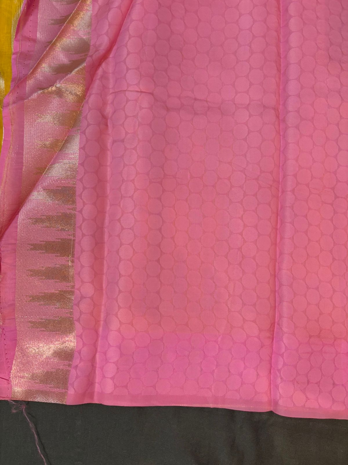 Bengal Cotton Contrast Gold Jerry Temple Border Saree