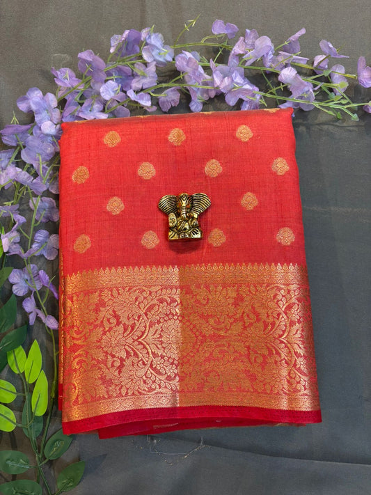 Red Muskan Pattu Saree