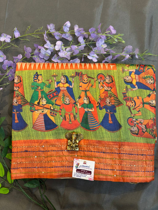 Kantha Work Raw Silk Saree