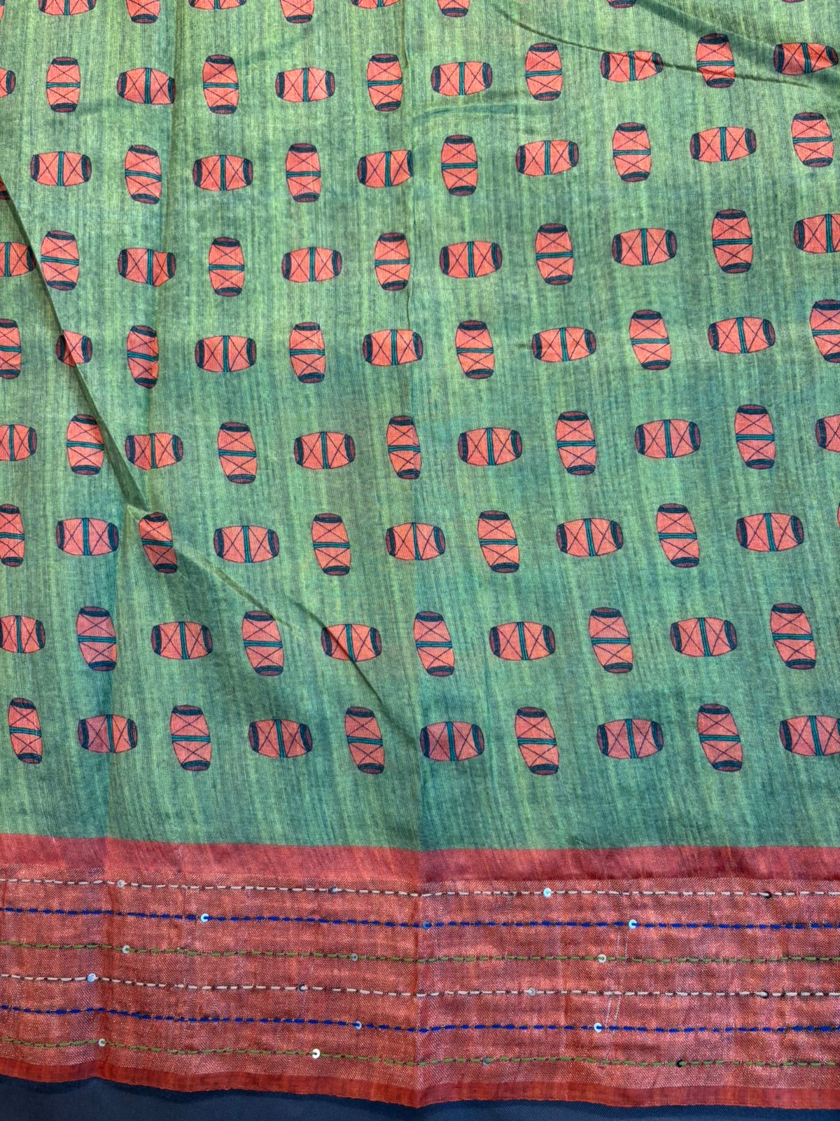 Kantha Work Raw Silk Saree