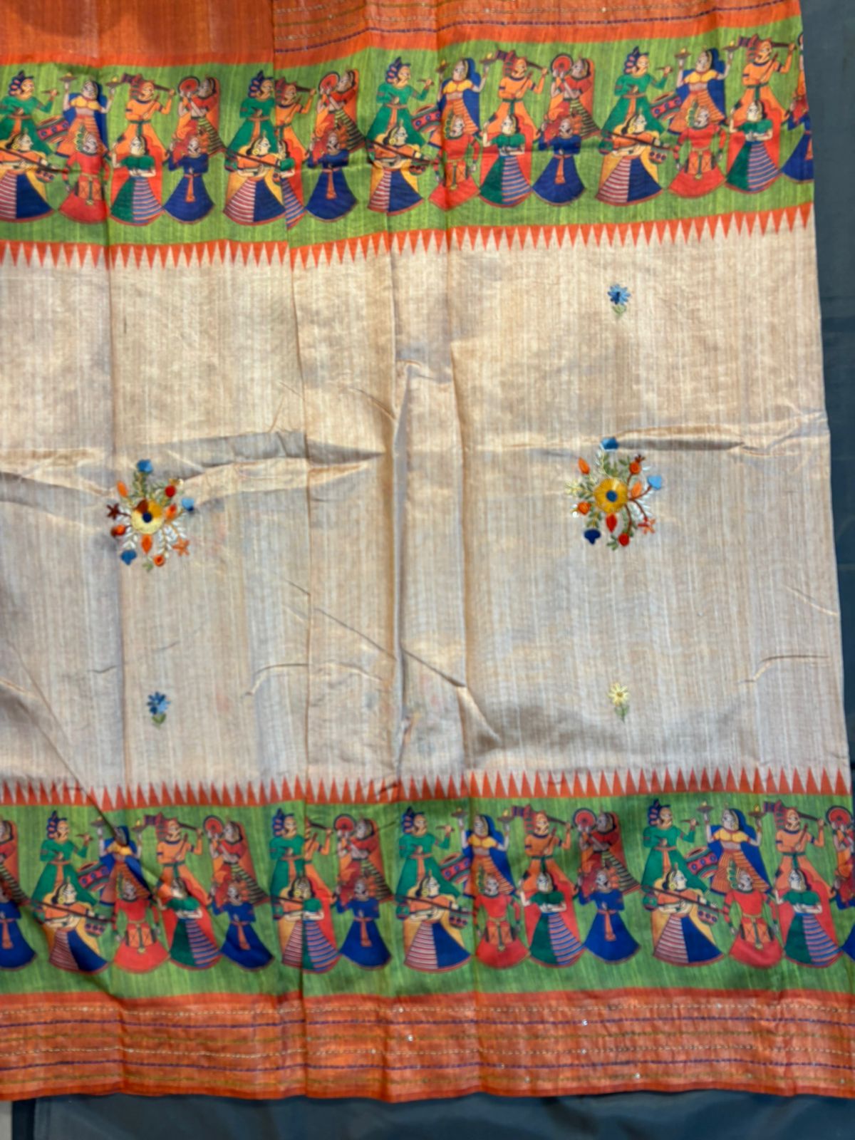 Kantha Work Raw Silk Saree