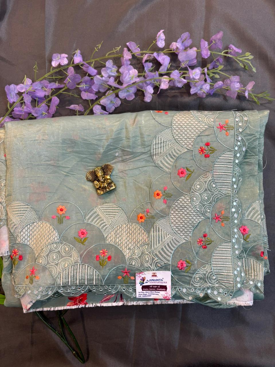 Scallop Embroidered Play Silk Saree