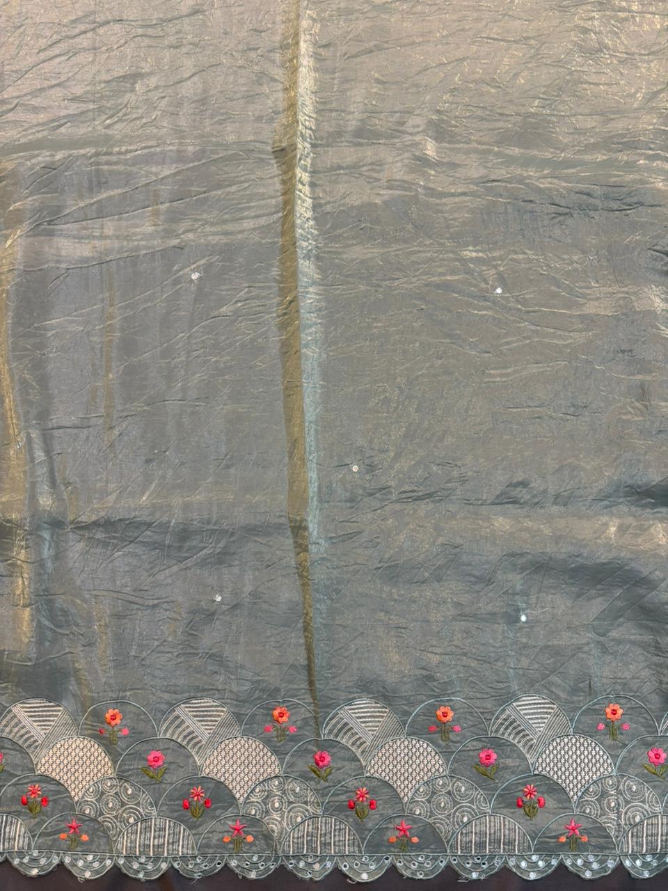 Scallop Embroidered Play Silk Saree