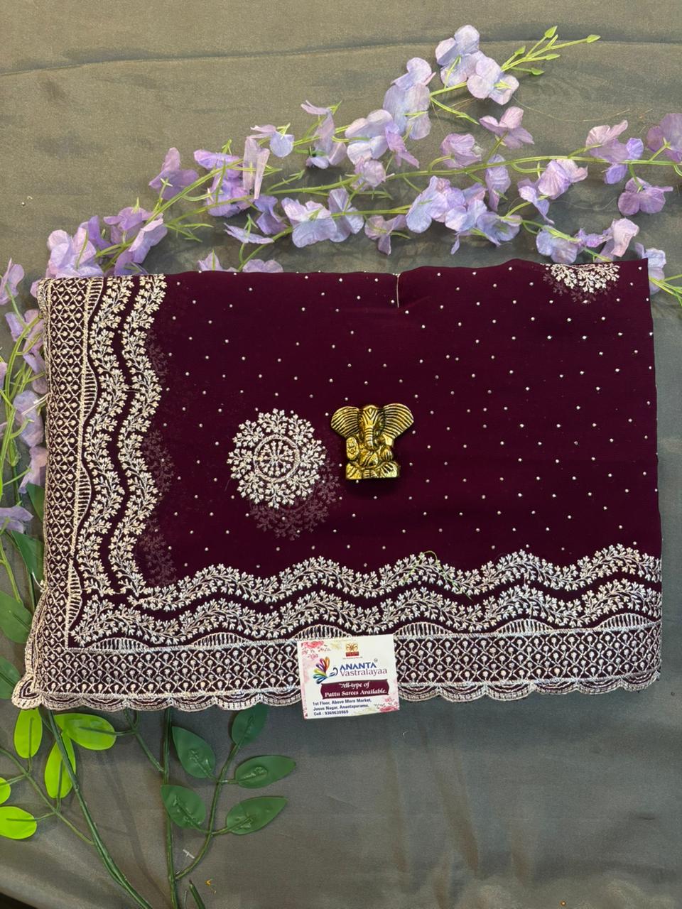 Purple Chiffon Saree