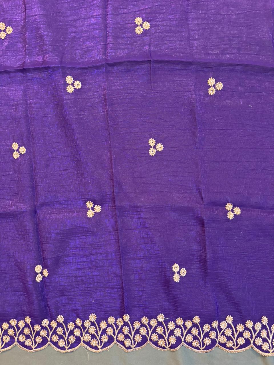 Green zimichoo saree with Gold jerry scallop border