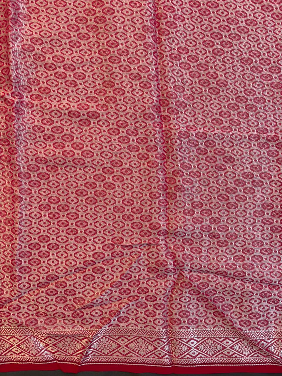 Silver Weaved Georgette Saree