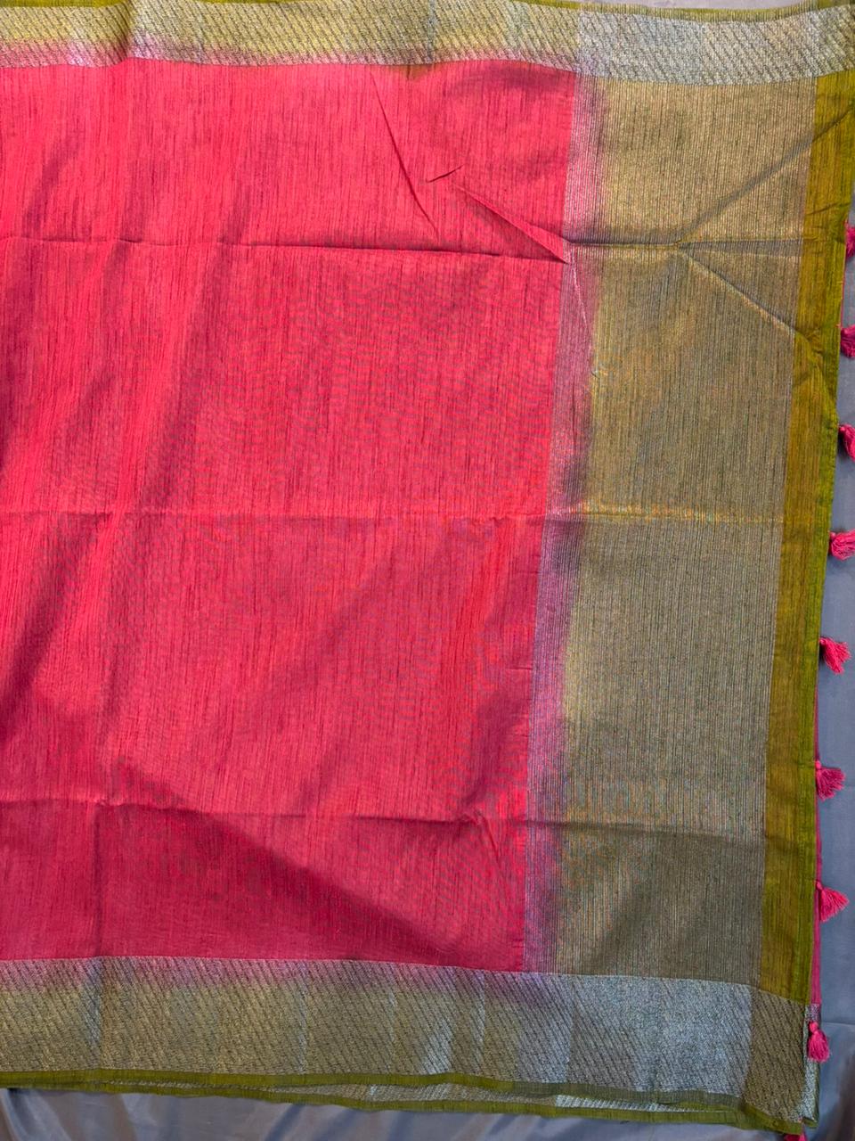 Red Color Raw Silk