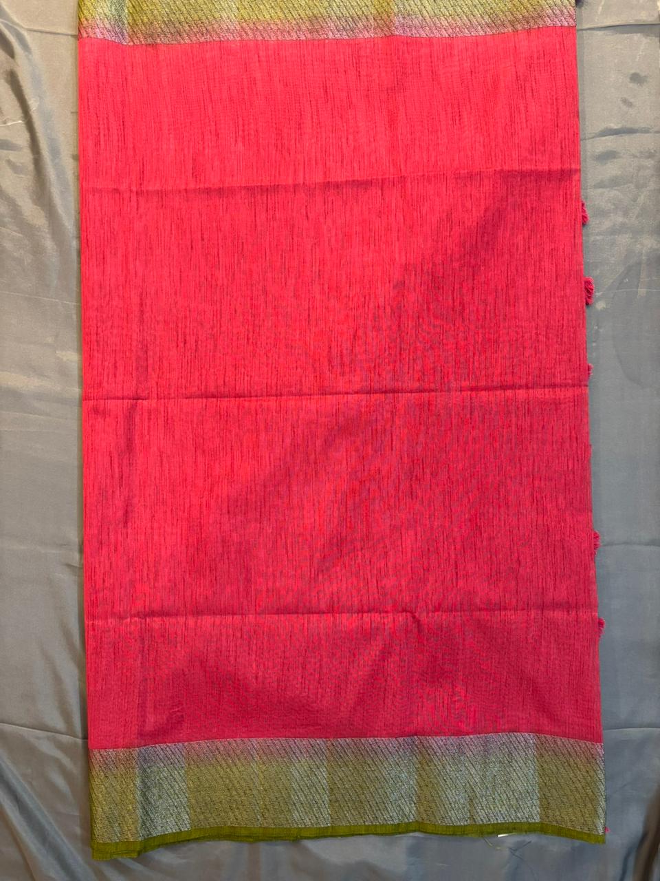 Red Color Raw Silk