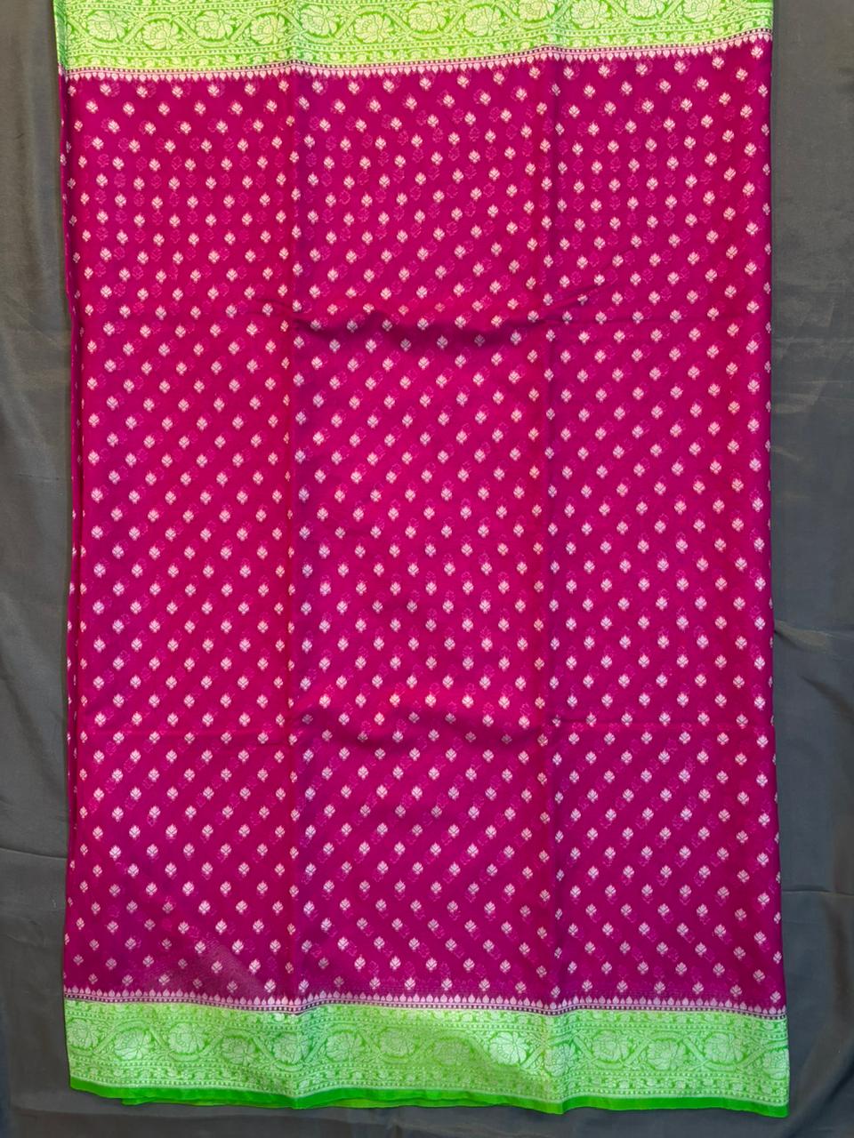 Contrast Border Pink Kaddi Georgette Saree
