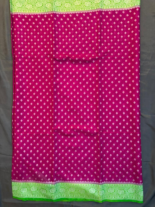 Contrast Border Pink Kaddi Georgette Saree