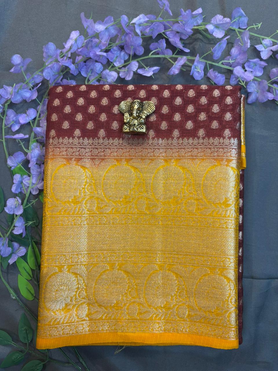 Vintage Brown Kaddi Georgette Saree