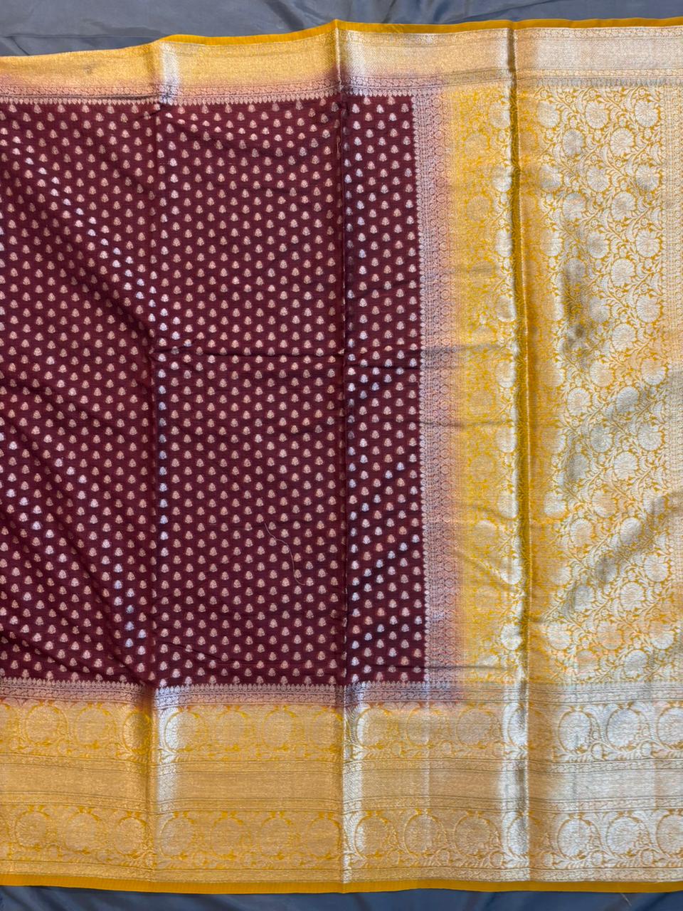 Vintage Brown Kaddi Georgette Saree