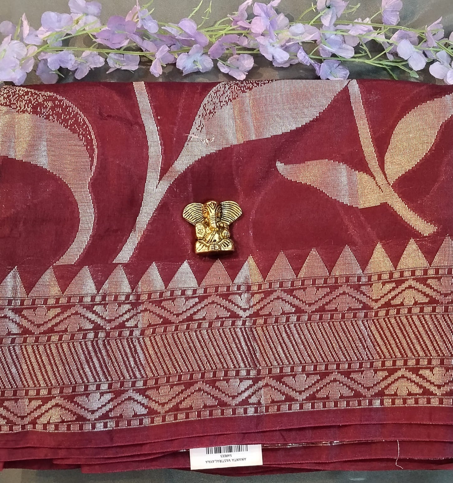 Maroon Raw Mango Silk Saree with Gold Zari
