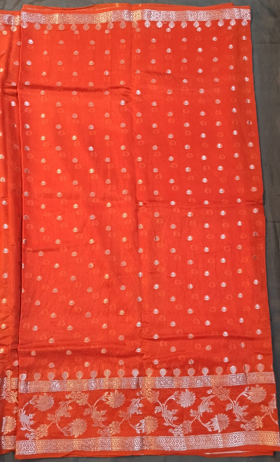 Orange Raw Mango Silk Saree with Pichwai Work