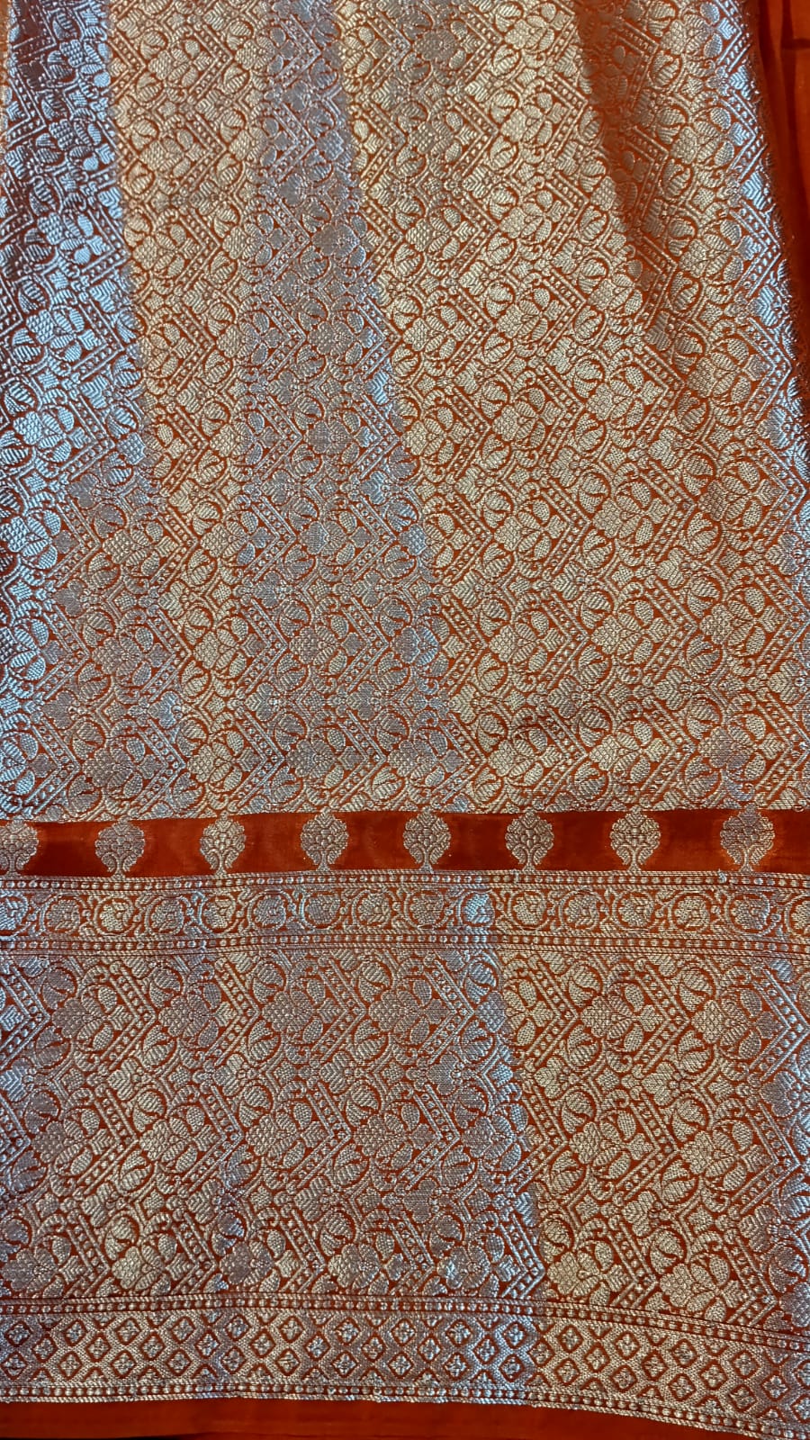 Orange Raw Mango Silk Saree with Pichwai Work