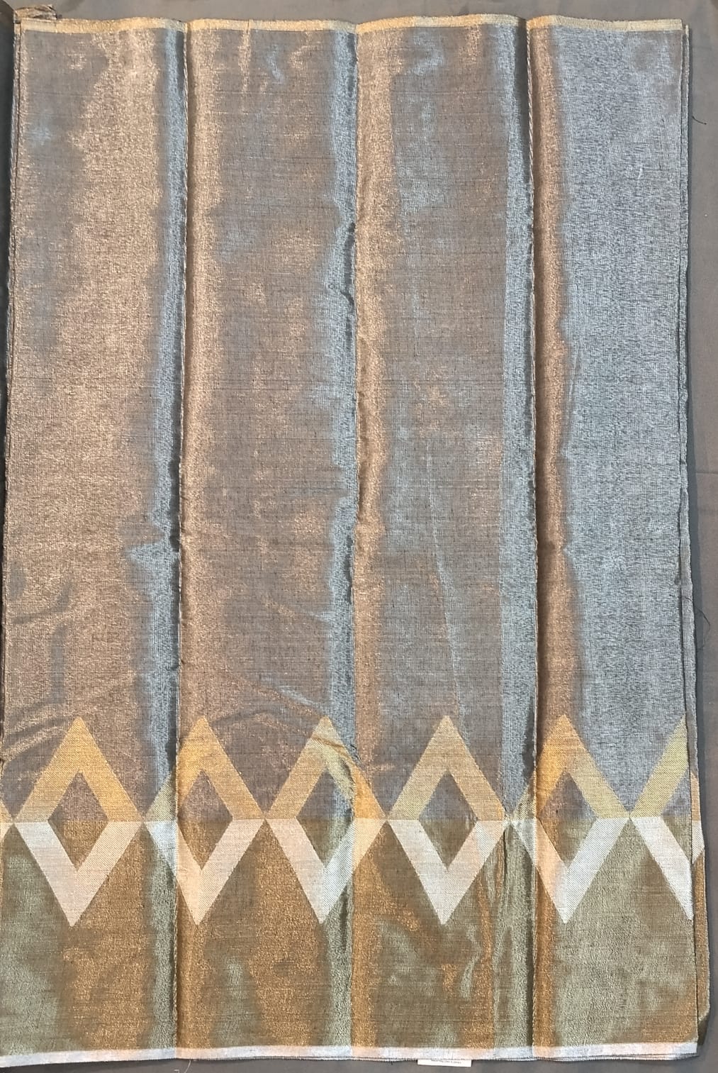 Ash & Gold Jute Silk Saree with Gold Border