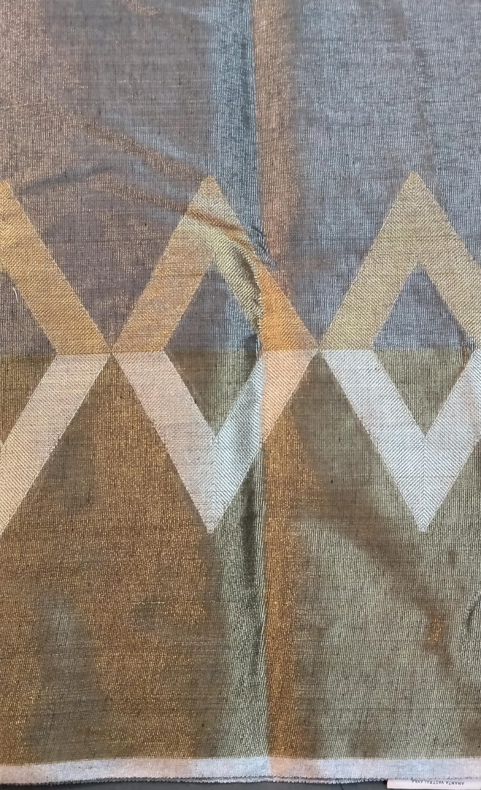 Ash & Gold Jute Silk Saree with Gold Border