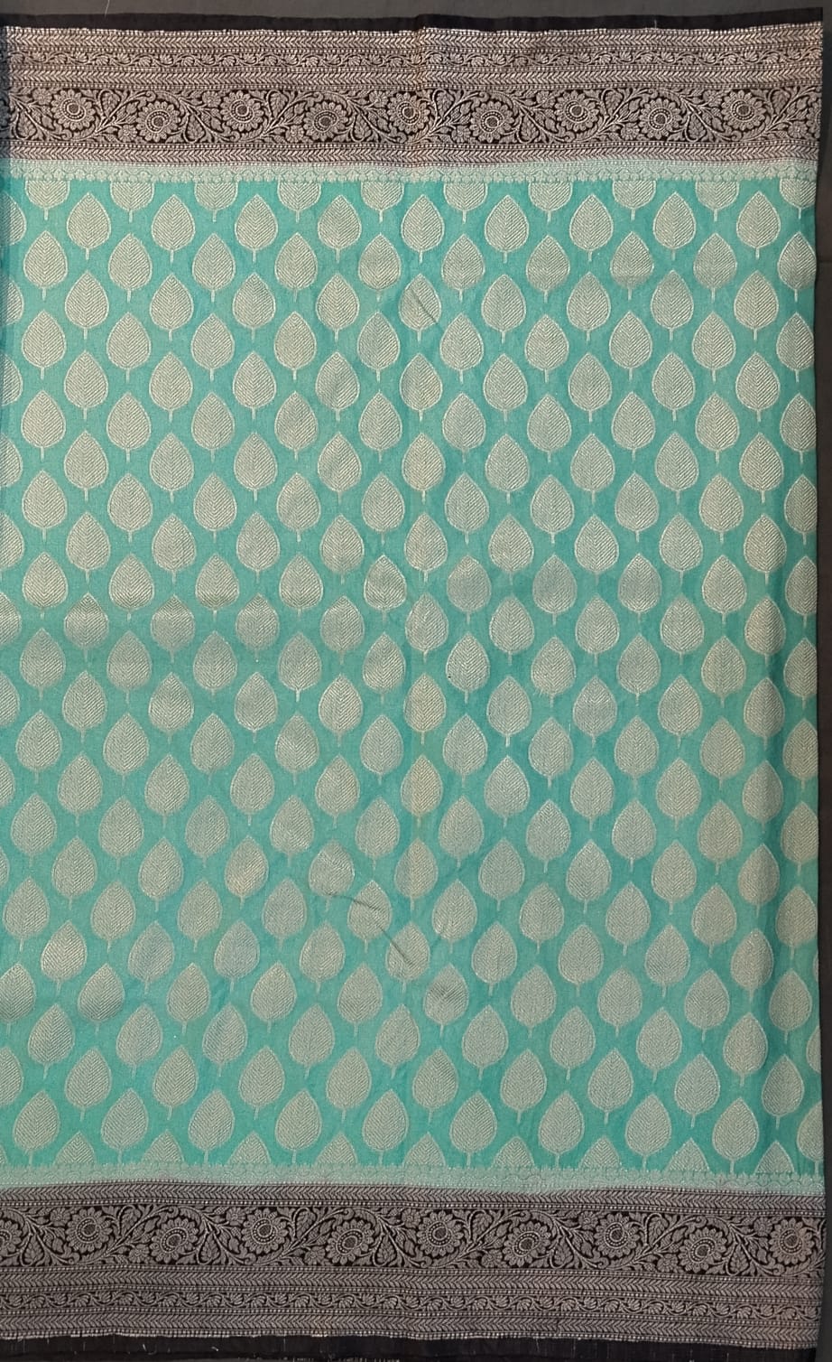 Sea Green Kataan Georgette Saree with Zari Work