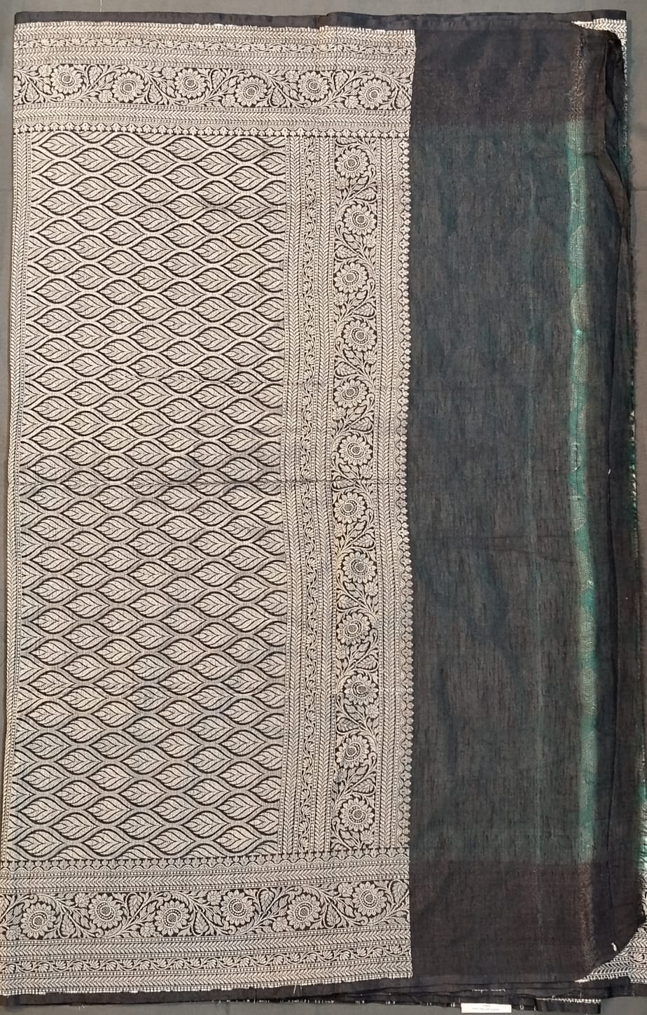 Sea Green Kataan Georgette Saree with Zari Work