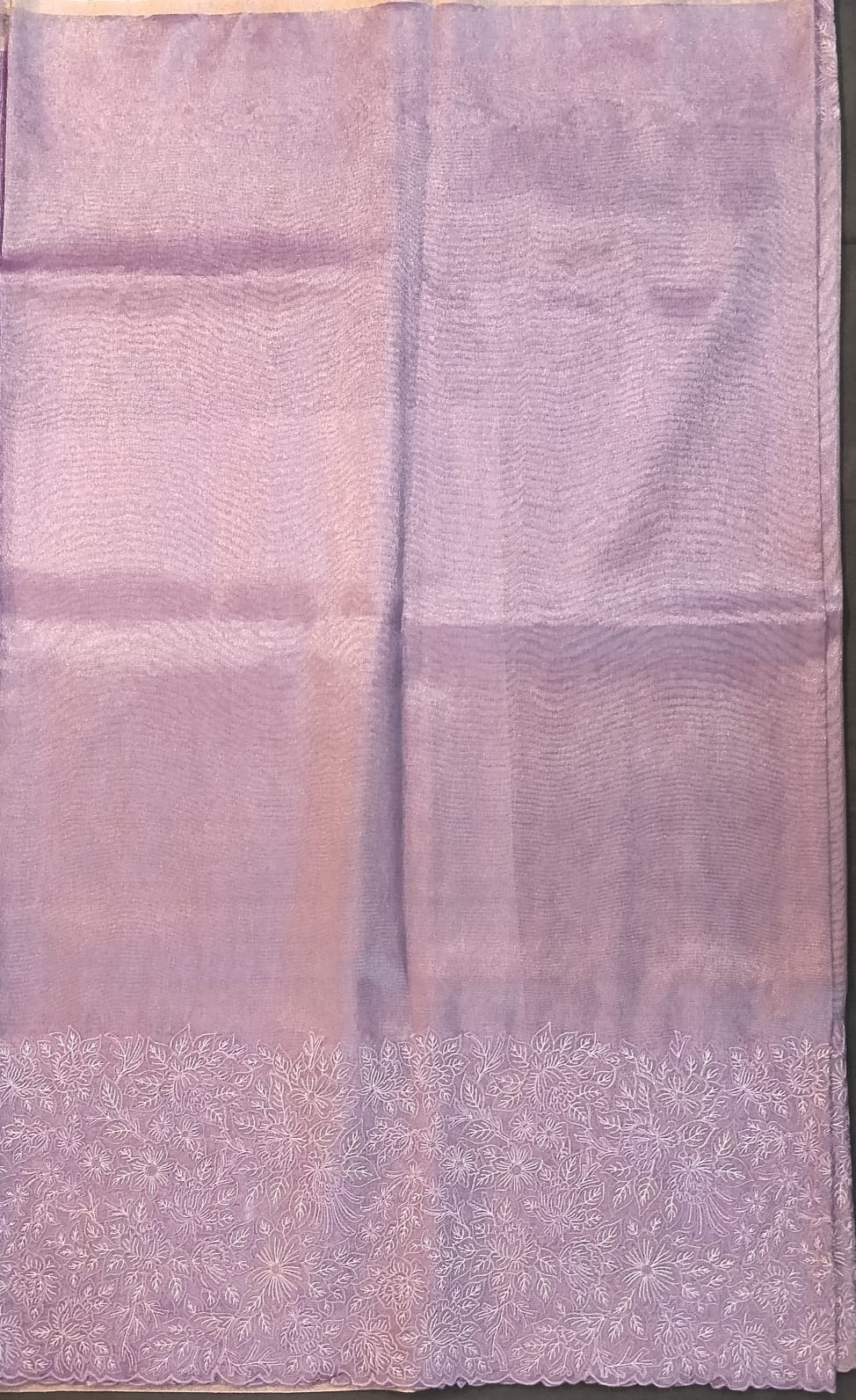Purple Kathaan Tissue Saree with Chikankari Work