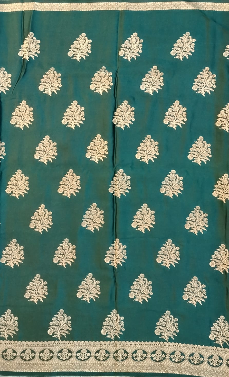 Dark Green Mushroom Silk Saree with Zari Work