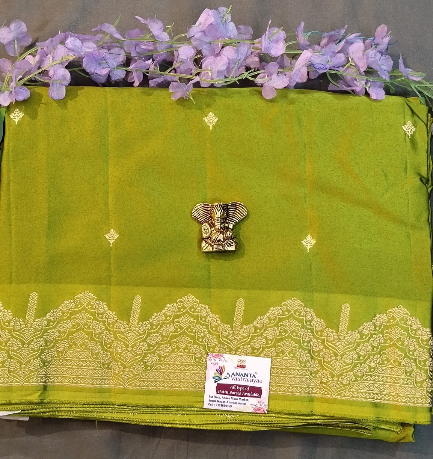 Dark Blue Mushroo Silk Saree with Zari Border