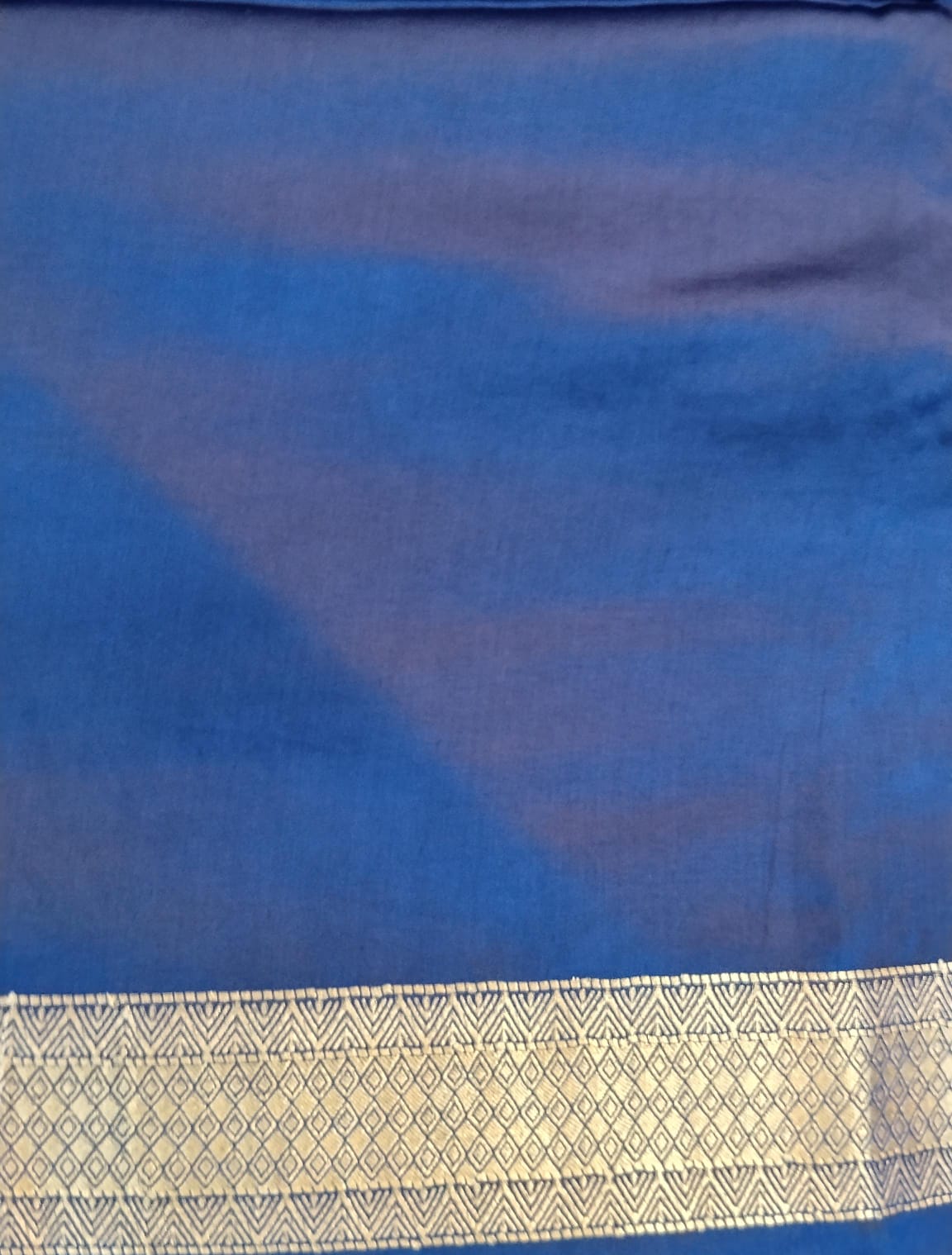 Dark Blue Mushroo Silk Saree with Zari Border