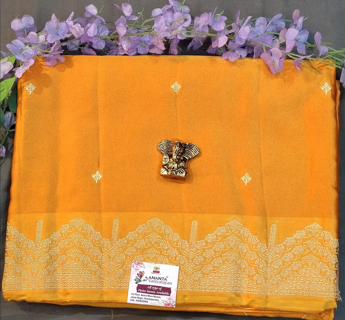 Dark Blue Mushroo Silk Saree with Zari Border
