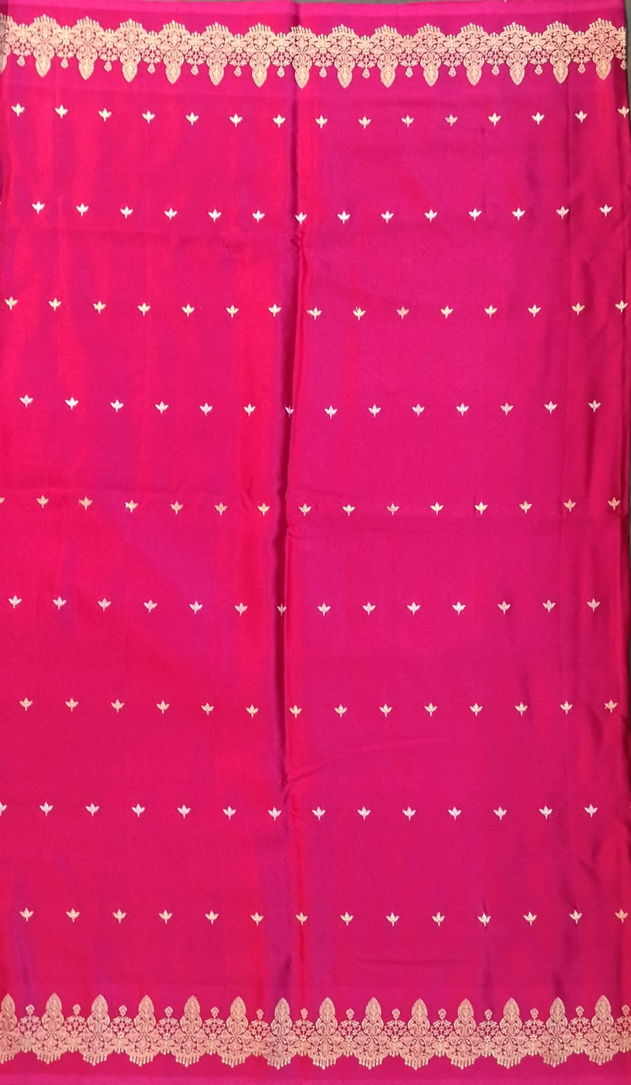 Pink Mushroo Silk Saree with Zari Border