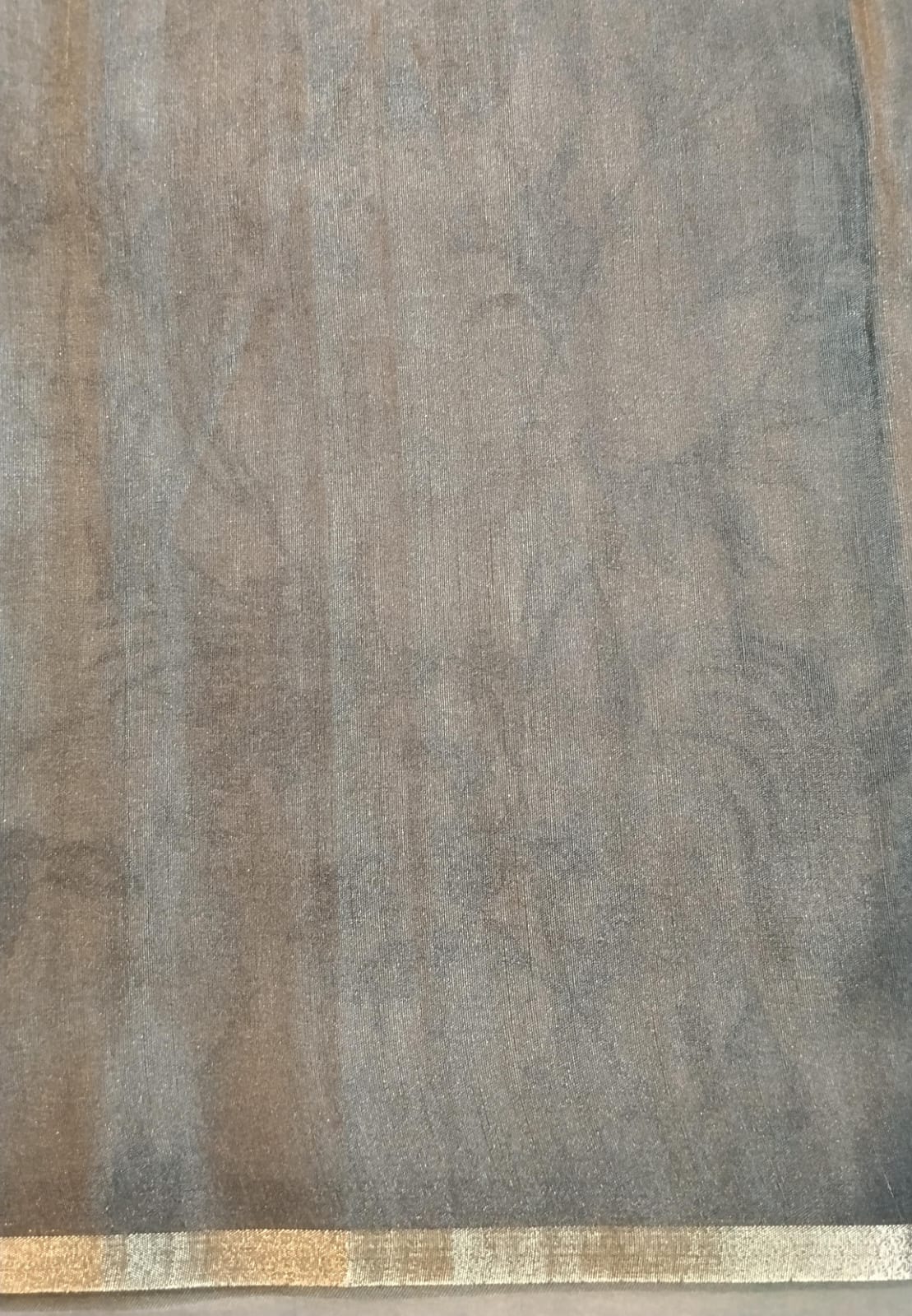 Cream & Black Munga Silk Saree with Kalamkari