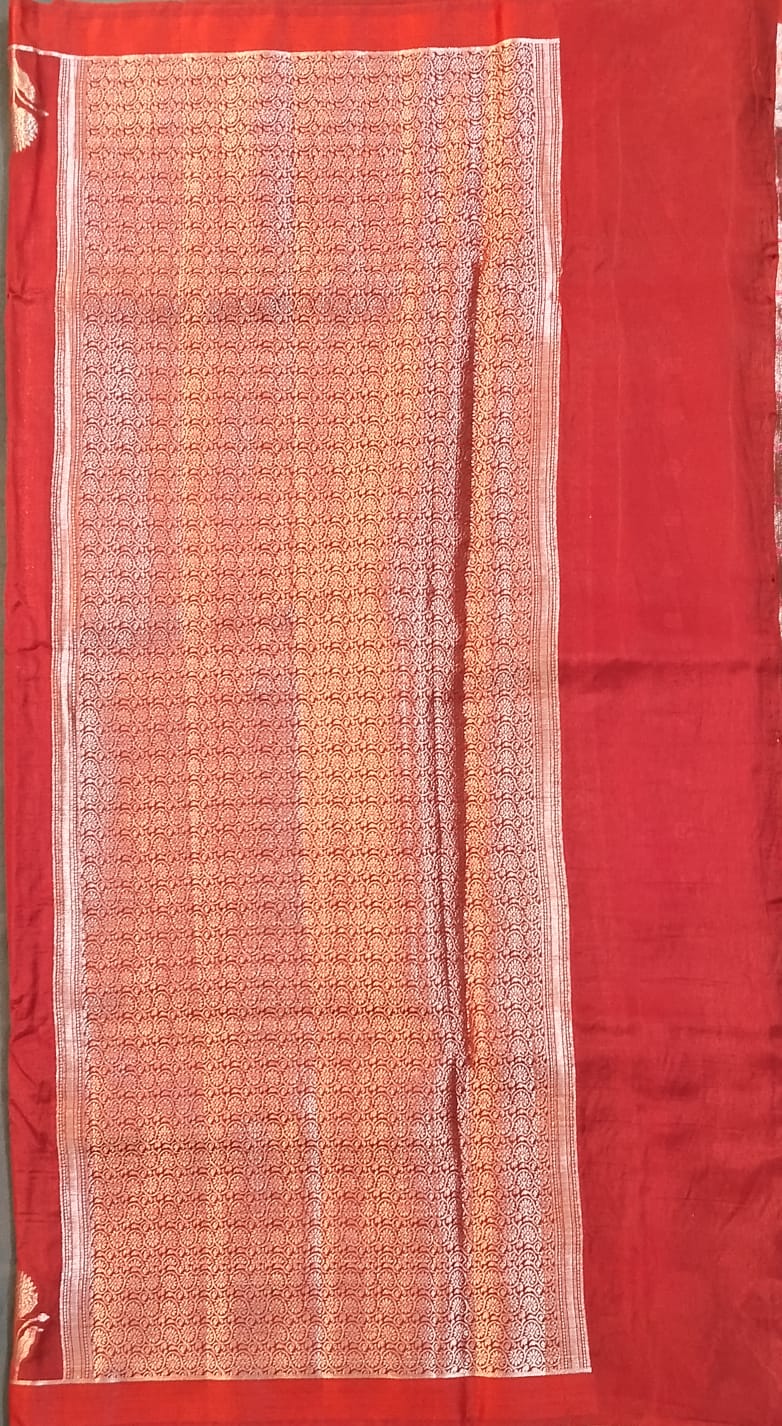 Maroon Raw Silk & Tissue Saree with Zari Buttas