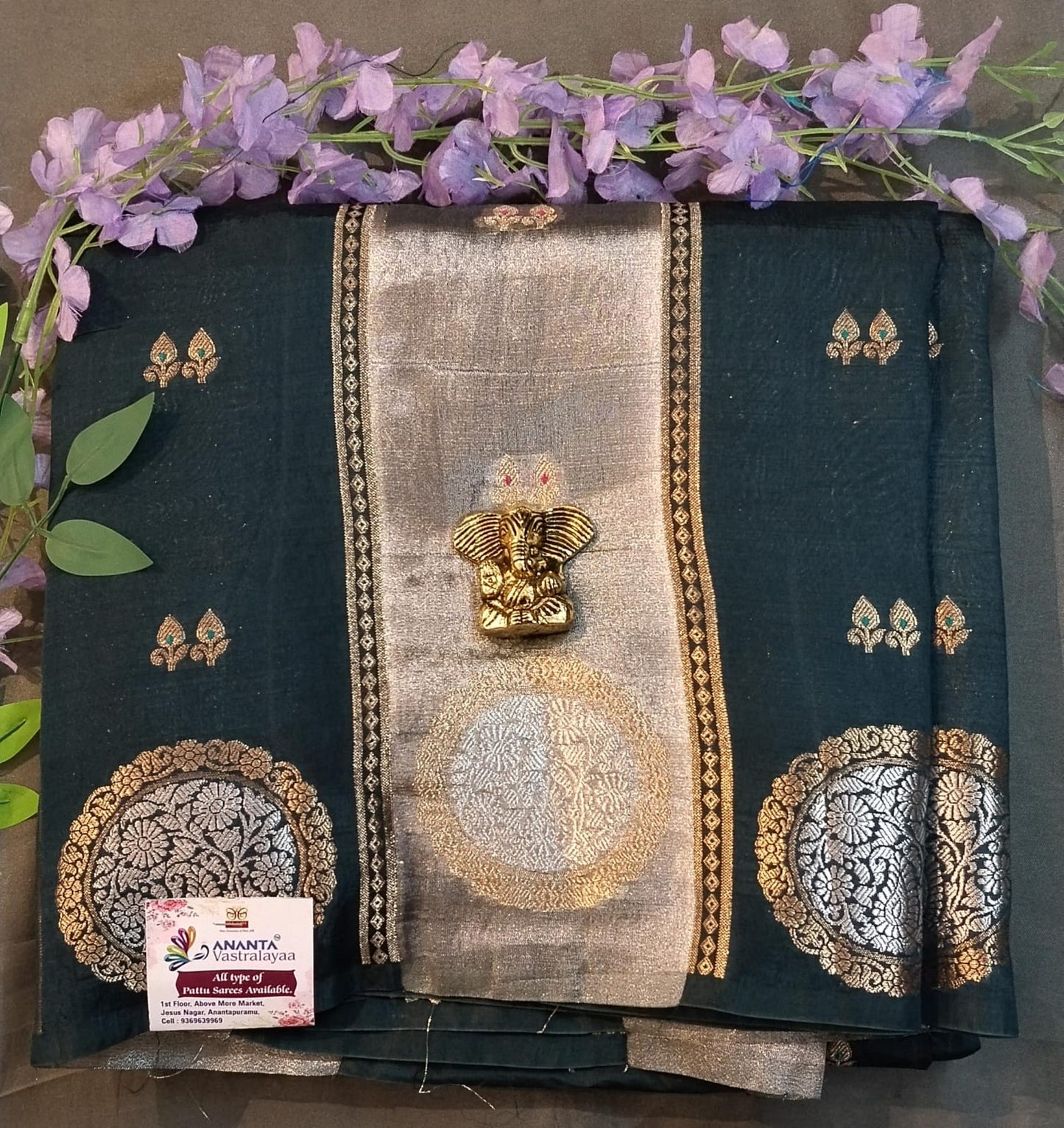 Maroon Raw Silk & Tissue Saree with Zari Buttas