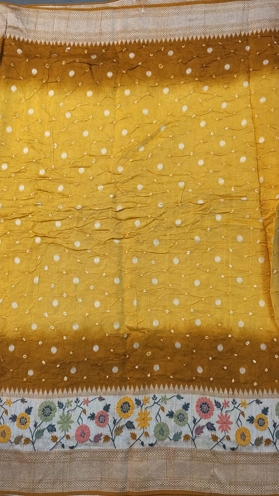 Mustard Yellow Viscose Tussar Saree with Pythoni Border