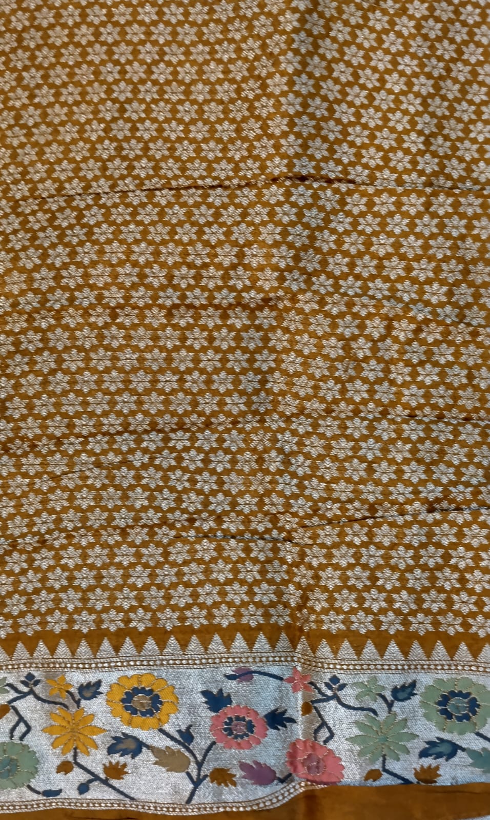 Mustard Yellow Viscose Tussar Saree with Pythoni Border
