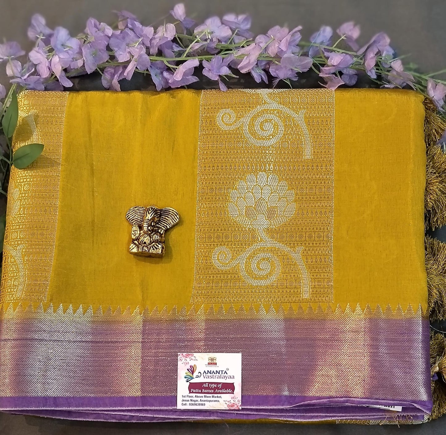 Maroon Viscose Silk Saree with Temple Border