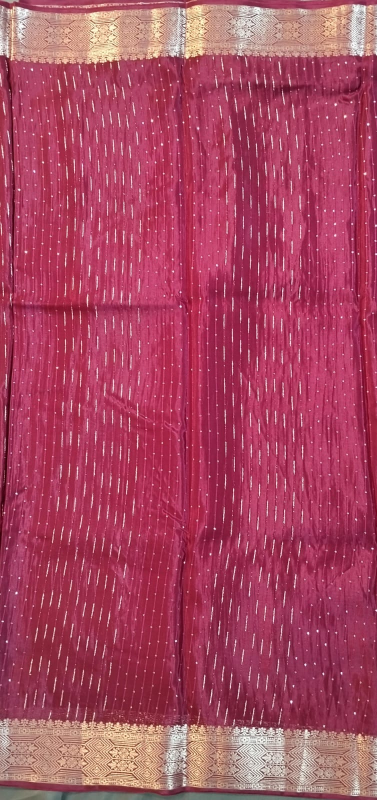 Wine Viscose Crepe Saree with Sequin Work