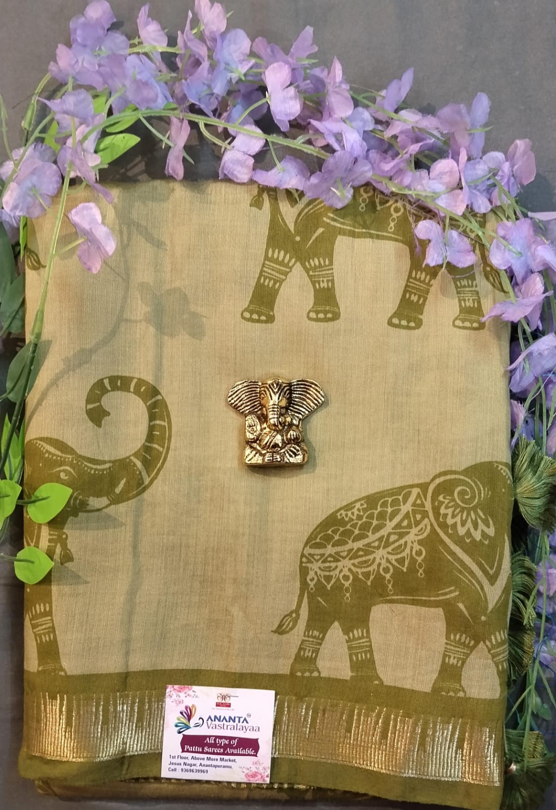 Pastel Green Mul Mul Silk Saree with Kalamkari