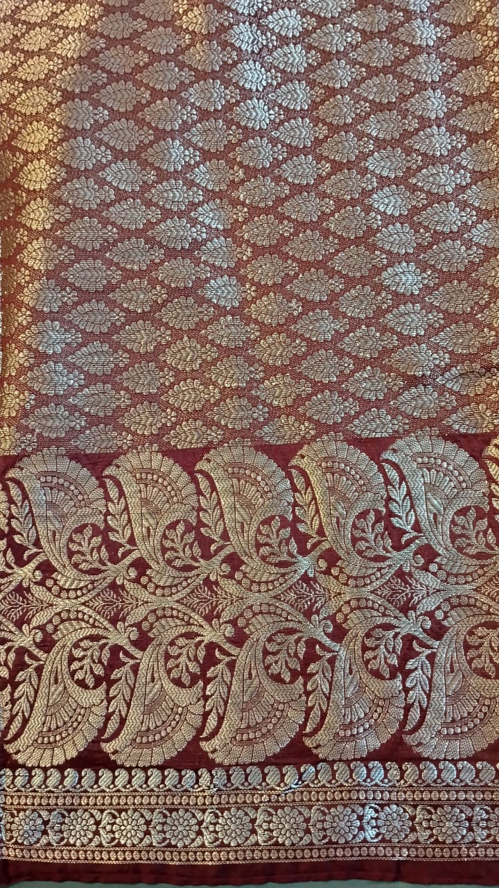 Maroon Red Raw Silk Saree with Zari Design