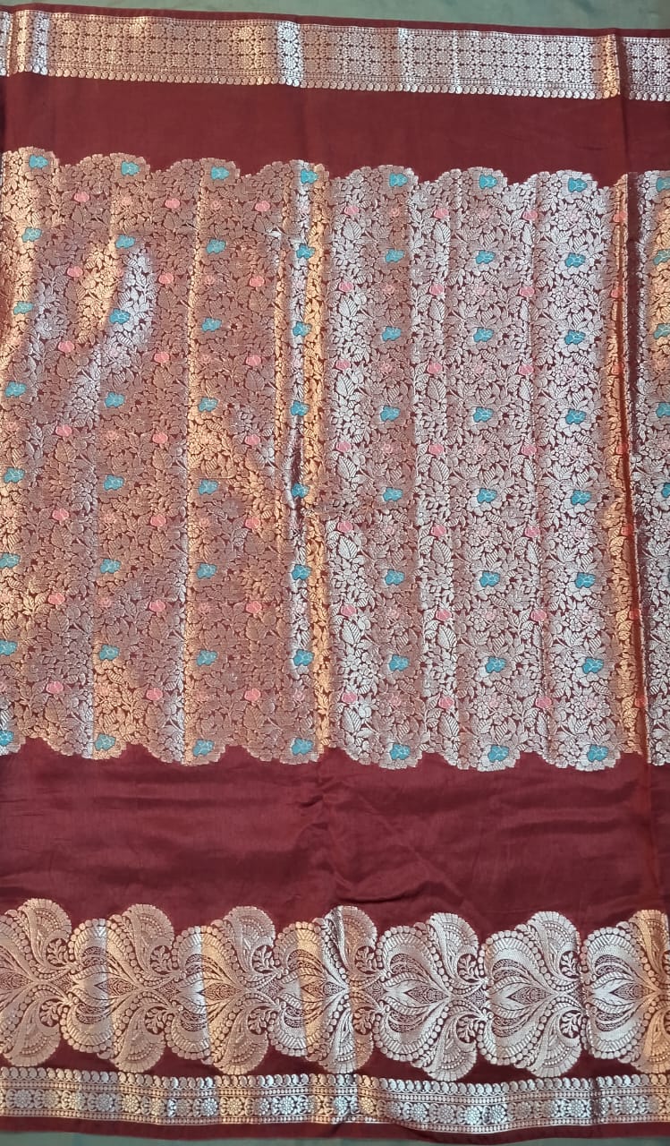 Maroon Red Raw Silk Saree with Zari Design