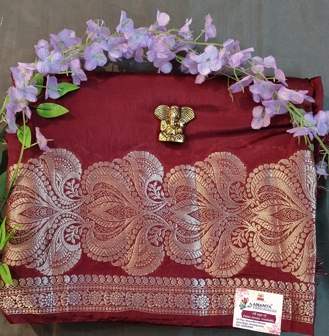 Maroon Red Raw Silk Saree with Zari Design