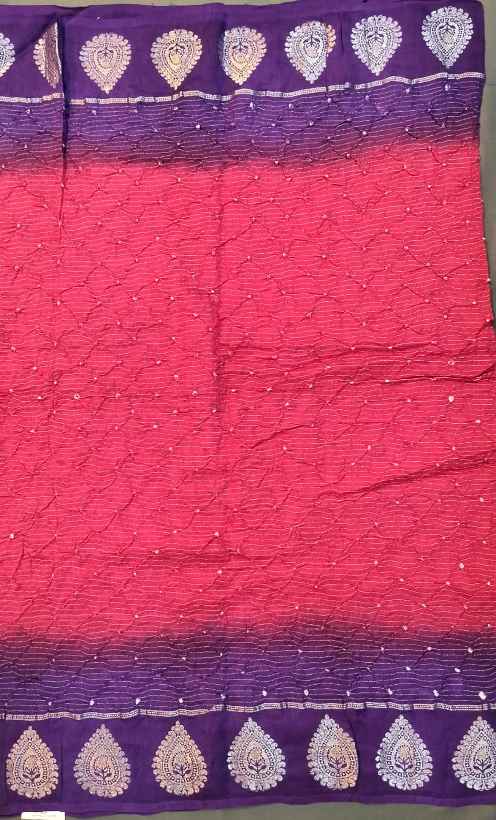Maroon & Purple Dola Silk Saree with Bandhini