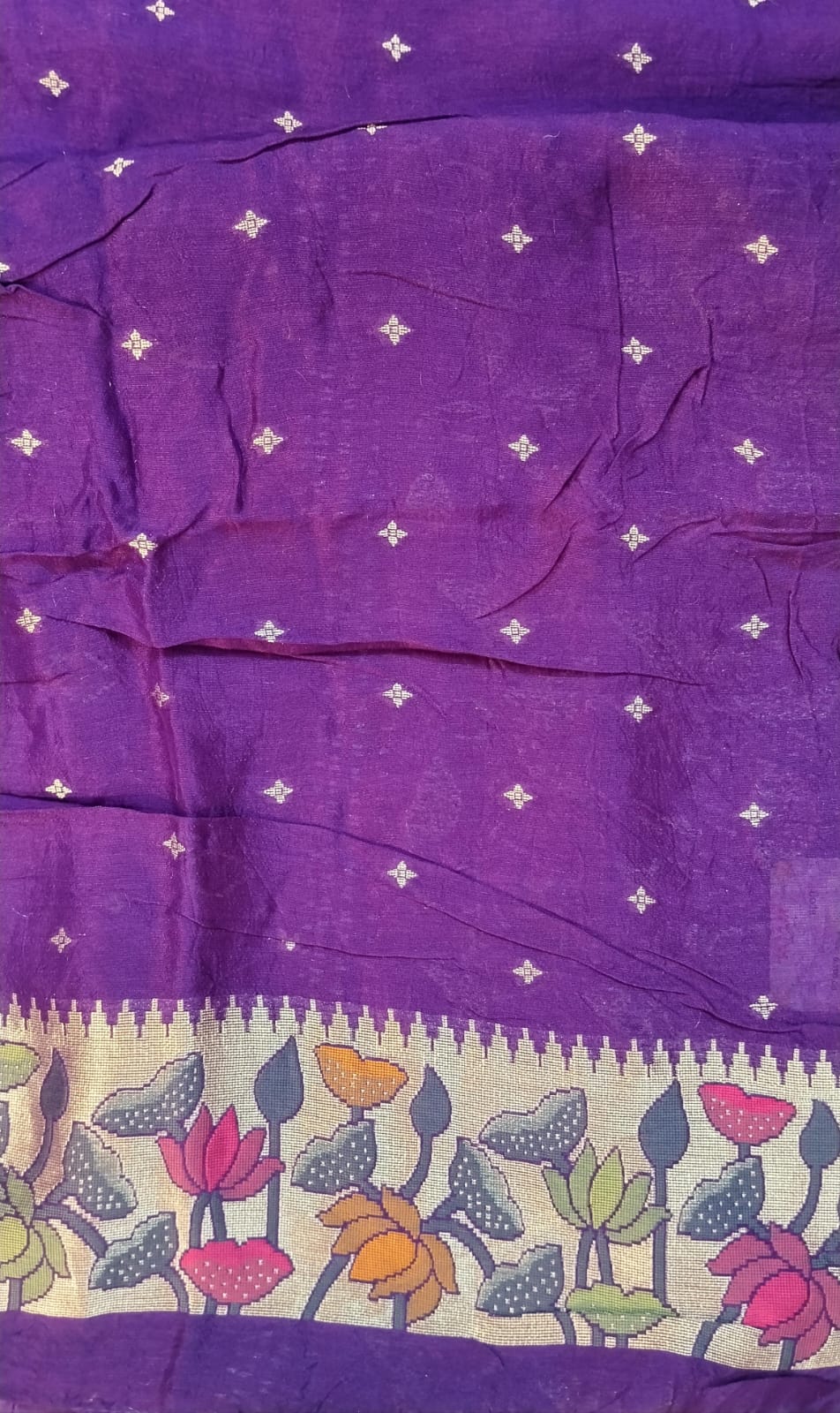 Violet Tussar Silk Saree with Pytoni Border