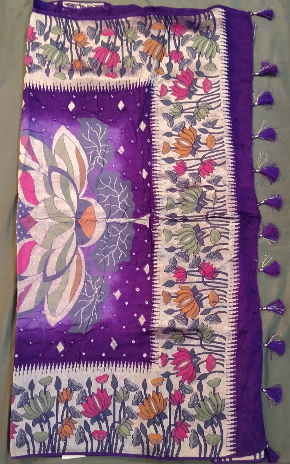 Violet Tussar Silk Saree with Pytoni Border